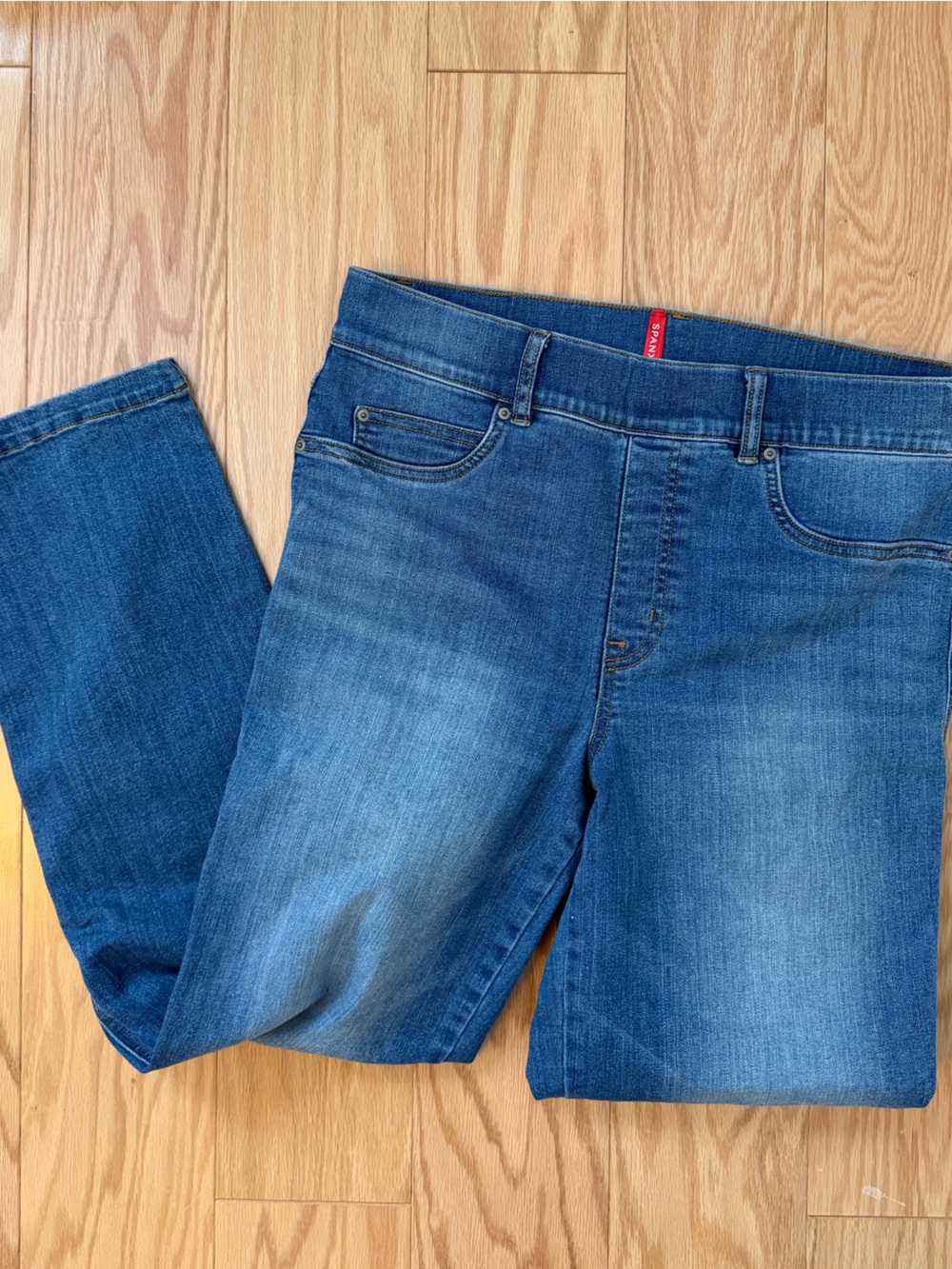 SPANX Medium Blue Straight-Leg Jeans Sz L